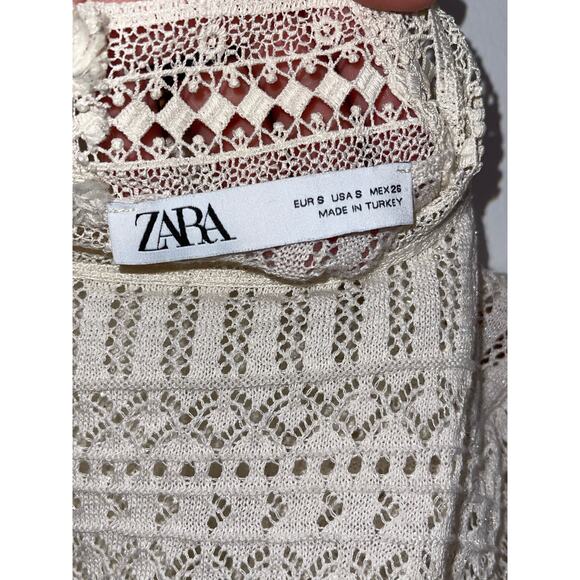 Zara Beige Knit Long Sleeve CropTop Size:S Pre-Loved - Picture 2 of 13